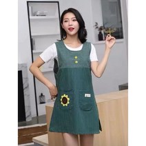 옆단추 특대앞치마 어린이집 유치원 카페 작업 다양한용도, 해바라기 자주색