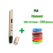 3D 펜 RP900A DIY 3D 인쇄 드로잉펜, 골드-PLA 필라민트 10M x 20컬러