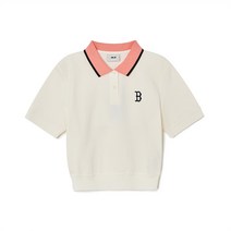 MLB 여성 배색 크롭 카라 티셔츠 BOS Ivory 262373