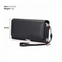 FULAIKATE-더블 컴 파트먼트 디자인 남성용 휴대폰 가방 허리 모바일 파우치 벨트 끈 카드 포켓 유니버설 홀스터 6.9, Black 6.3-6.9 in