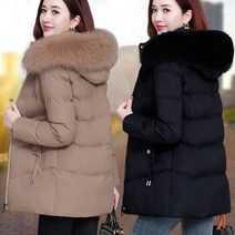 HONGKANG 30대여성 겨울 아우터 다운 패딩 점퍼 코트 루즈핏 따듯한 고급 후드 패딩 야상 사파리 빅사이즈