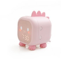를 위한 귀여운 알람 시계 공룡 디지털 알람 시계 with night light bedside desktop kids sleep 조련사 wake up clock, 공룡 핑크