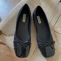 쉬즈콜 리본 배색 트위드 발편한 플랫슈즈 단화