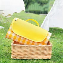 캠핑매트 피크닉매트 차박매트 피크닉돗자리 피크닉 캠핑 방수 체크무늬 손잡이 매트 돗자리 150*200 KK546, 돗자리/옐로우
