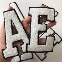 큰 흰색 문자 셔닐 실 수 놓은 철 패치 Applique Diy 이름 배지 알파벳 패치 의류 가방 액세서리, 엑스, 1개