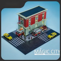 1:64 미국 거리 장면 뉴욕 소방서 주차장 자동차모형 장식 다이캐스트디오라마