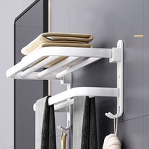 DND마켓 접이식 수건 걸이 욕실 선반 60cm (주)존글로벌, 화이트 60cm