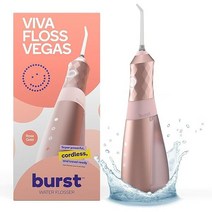 BURST 치아 청소용 워터 플로서 교정기 및 치과 작업 사이의 플라그 제거를 위한 무선 피크 전기 휴대용 리필 가능한 110mL 탱크 3가지 모드 블랙 미국직송 281197, 로즈 골드.