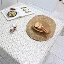 슈가맘 TPU 면 방수식탁보 테이블보 소폭 2인~6인 길이추가 가능, 정사각 2인 105X105, 세비어플라워 연베이지