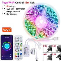 인테리어조명센서등30M 와이파이 LED 스트립 조명 RGB 블루투스 20M 투야 스마트 10M IR 원격 Led 5050 SMD, 02 US, 13 Tuya wifi Set 15M