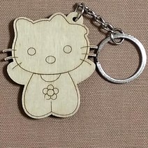식목일행사 기념 색칠용 우드 무지 고양이열쇠고리 장식품 DIY재료 저학년 미술만들기 7살