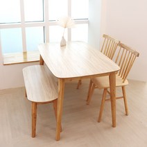 파스텔우드 자작네츄럴 4인용 원목식탁세트 벤치/의자, 01.식탁, 의자없음