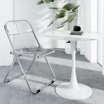 카페 인테리어 아크릴 투명 의자 접이식 폴딩 간이 체어 감성 모던 미끄럼방지 커피숍 가게 야외 안전한 거실 방 사무실 다이닝 룸 사무용 깔끔한 스타일 대기석 고급 chair 강화, 블랙pc