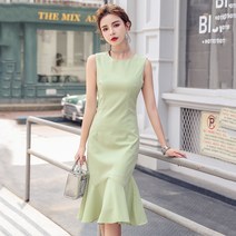 프렌치 밍원 민소매 피쉬 스커트 원피스 여름 가림 플레어 스커트두 가지 색