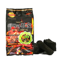 바베큐 참숯 700g 1봉지 (착화제 중량 포함) 숯 차콜 구이용숯 캠핑숯 바베큐용숯 바베큐용 차콜 봉지숯, 1봉