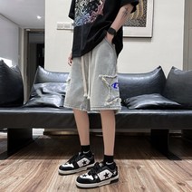청 반바지 DK5501 P40 오각 데님 쇼트 바지남자 여름아메카지 무드 가오자차오 오부바지 4995120636