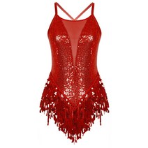 아르헨티나 탱고 라틴 라인 댄스복넥 민 프린지 재즈 댄스 바디 슈트 드레스 댄스 공연