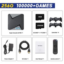 Kinhank 슈퍼 콘솔 X2 Pro 4K 휴대용 비디오 게임 콘솔 100000 레트로 게임 PSPPS1SEGA Saturn용 70 에뮬레이터, x2 프로-256g-706-4, 에