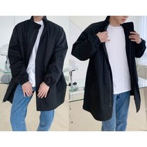 남자 봄 가을 오버핏 미디 롱 야상 자켓 사파리 점퍼 간절기 아우터