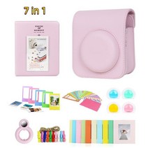 즉석사진기 일회용카메라 폴라로이드필름 fujifilm instax mini 12 인스턴트 카메라 액세서리 사진 앨범사진 프레임스티커셀카 렌즈 필터카메라 가방용 7-in-1 키트, 벚꽃 핑크, 04 Cherry blossom pink
