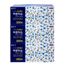 H 맑은하루 바른티슈 (215mmx215mm-2겹) 200매 x 6곽 *부드럽고 깨끗한 미용티슈, (총6곽)