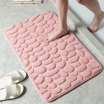 무타공마켓 빨아쓰는 푹신한 욕실발매트 주방 현관 논슬립, 베이비핑크