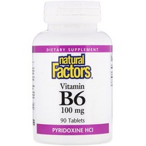네추럴팩터스 비타민 B6 100mg 타블렛, 90개입, 1개