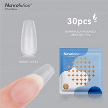 붙이는젤네일 네일팁 NAVOLUTION-아크릴 인조 손톱 코핀 투명/무광택 연장용 30, 한개옵션1, 03 3