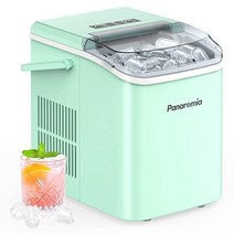 Panaromia 제빙기 조리대 28파운드/24시간 손잡이가 있는 휴대용 제빙기 8분 안에 큐브 9개 준비 가정용 주방 사무실용 아이스 스쿠프 및 얼음 바구니가 자동 세척식, 27파운드_녹색 | 1