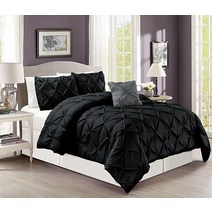 Grand Linen 단색 핀치 플리트 구위 다운 대체 이불 세트 트윈 풀 퀸 킹과 칼 킹 사이즈 침구 8가지 색상 그레이 블랙 화이트 터콰이즈 브라운 네이비 블루 세이지 그린 토