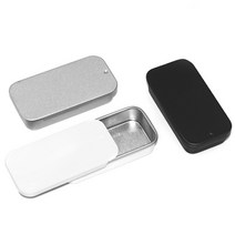 직 사각 슬라이드 심플 무지 틴케이스 철제 보관함, 2슬라이틴케이스-흰색