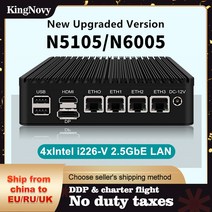 팬리스 미니 PC N6005 N5105 4 인텔 i226-V 2.5 기가 바이트 LAN 2 x NVMe TPM2.0 스위치 소프트 라우터 VPN 서버 ESXI 튼튼한 방화벽 기기, [01] Intel Celeron N5105, [04] EU, [08] 16GB DDR4 512GB NVMe