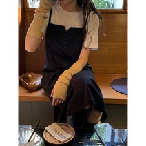 원파 블루팝스 2022 봄 H라인 멜빵 스커트