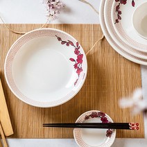ZICCO 지코 멜라민 유안 벚꽃+화이트 업소용 볼 면기 대접 플레이트 컵