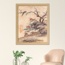 나봄갤러리 현재 심사정 - 춘토자경 토끼그림 한국화 꽃그림 동양화, 3.내츄럴 액자