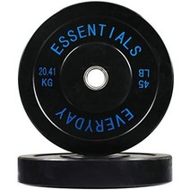 엘리코 원판 중량 balancefrom daily essentials 컬러 코드 올림픽 범퍼 플레이트 스틸 허브가 있는 웨이트 플레이트 쌍 또는 세트, 45파운드 쌍, 검은색