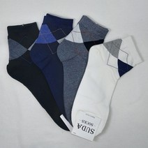 남성 패션 발목 면 단목 양말 아가일