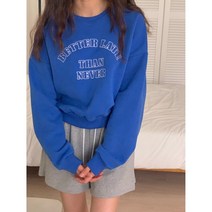 베러 양기모 맨투맨티 국내생산 퀄리티 좋은 크롭 딸기우유 코발트블루 그레이 라이트그레이