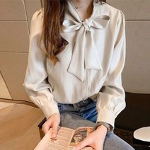 스카프 블라우스 리본 오피스룩 1