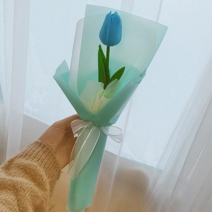 조화 튤립 한송이 꽃다발 졸업꽃다발 단체꽃다발 미니꽃다발 스승의날 어버이날 꽃다발, 블루
