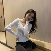하트낵 긴팔 슬림 셔츠 쇄골라인