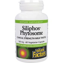 네추럴팩터스 실리포스 피토섬 클리니컬 스트렝스 밀크 씨슬 160mg 베지테리안 캡슐 글루텐 프리 비건, 60개입, 1개