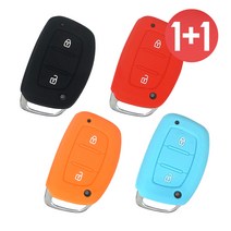 바이어블 1+1 현대 2버튼 포터 전기차 포터2 일렉트릭 스마트 키 실리콘 케이스, 블랙+스카이블루