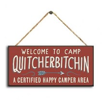 카페입간판 아크릴 철제 배너 카페 바 LED 스탠드제작 랜야드 포함 나무 표지판 캠프에 오신 것을 환영합니다 전면 문짝 행잉 사인 소박한 벽 플라크 커피 장식, 1.빨간 - One 사이즈