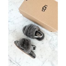 어그 키즈(토들러) 플러프 예 슬라이드 1098579T 차콜 그레이