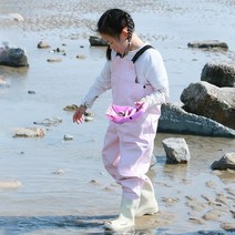 맥스메가다인 어린이장화 가슴장화 키즈 아동 웨이더 갯벌 체험 해루질 장화, 210, 핑크