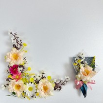 가더GADE 납골당 조화 리스 코너형과 미니꽃다발 세트 납골당꾸미기 봉안당꾸미기 조화꽃장식 부착식 ㄱ자형 ㄴ자형, 5AE) No.7) WT