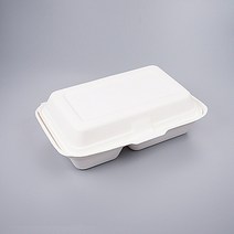펄프도시락 2칸 종이도시락 일회용 화이트 JU B-16 박스50개