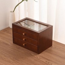 악세사리보관함 목걸이 귀걸이 주얼리 케이스 나무 보석 상자 투명 서랍 반지 팔찌 정리함 트레이 디스플레이 액세서리 보관, A