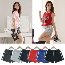 S1Y 여성 추리닝 운동복 라인두줄 트레이닝 반바지 팬츠 LD33eaW